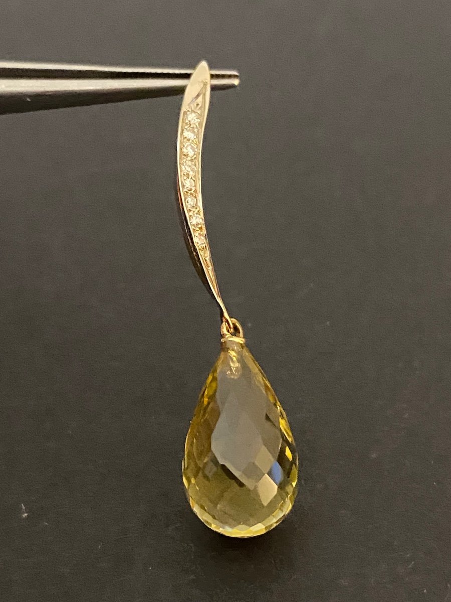 Gold, Lemon Quartz And Diamond Pendant-photo-3