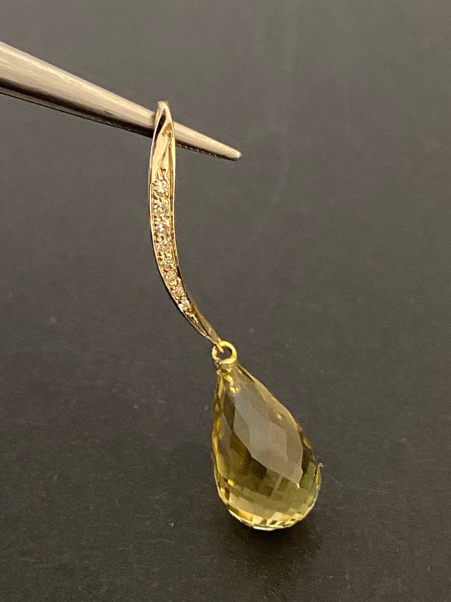 Gold, Lemon Quartz And Diamond Pendant-photo-1