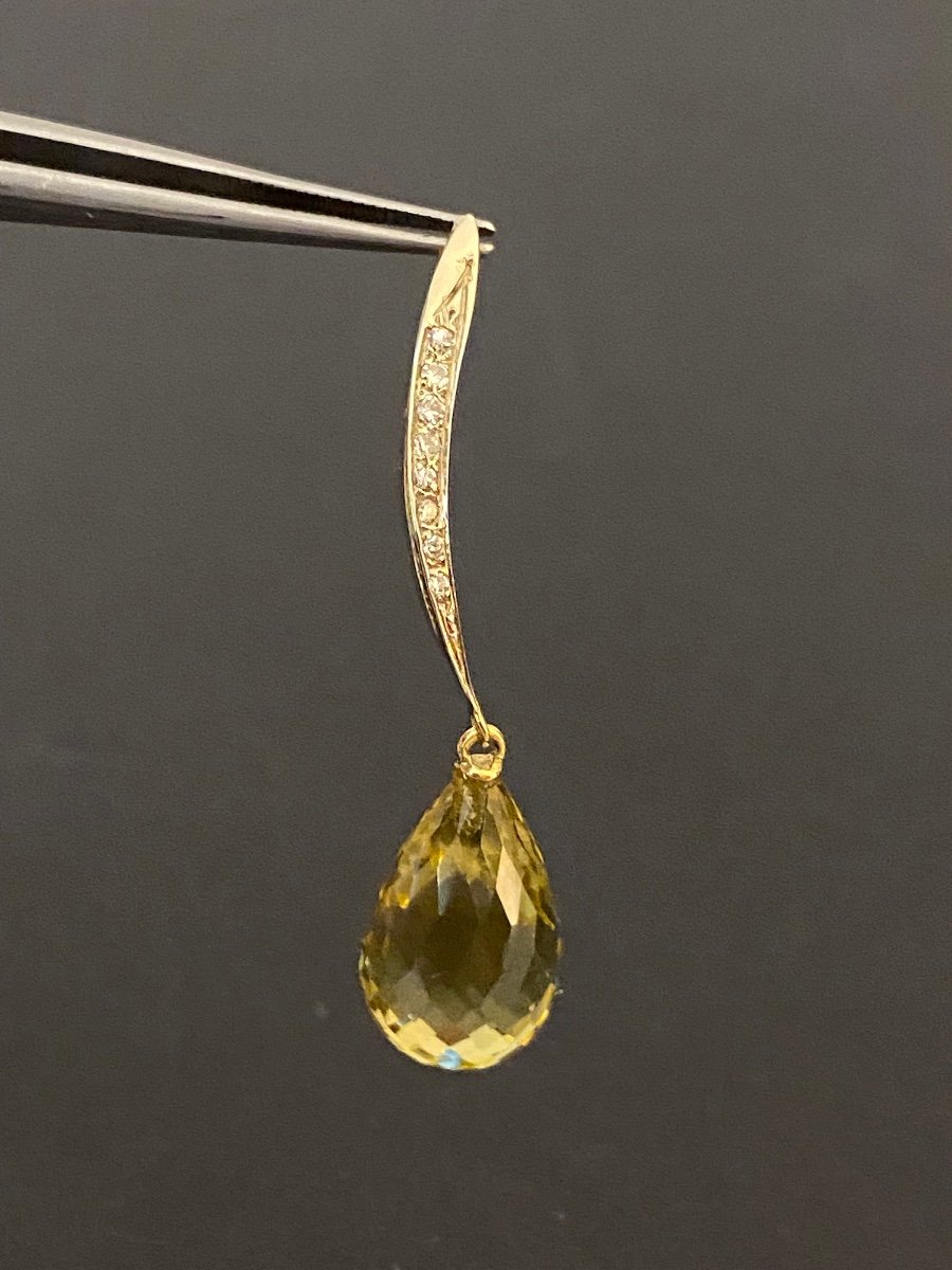 Gold, Lemon Quartz And Diamond Pendant-photo-2