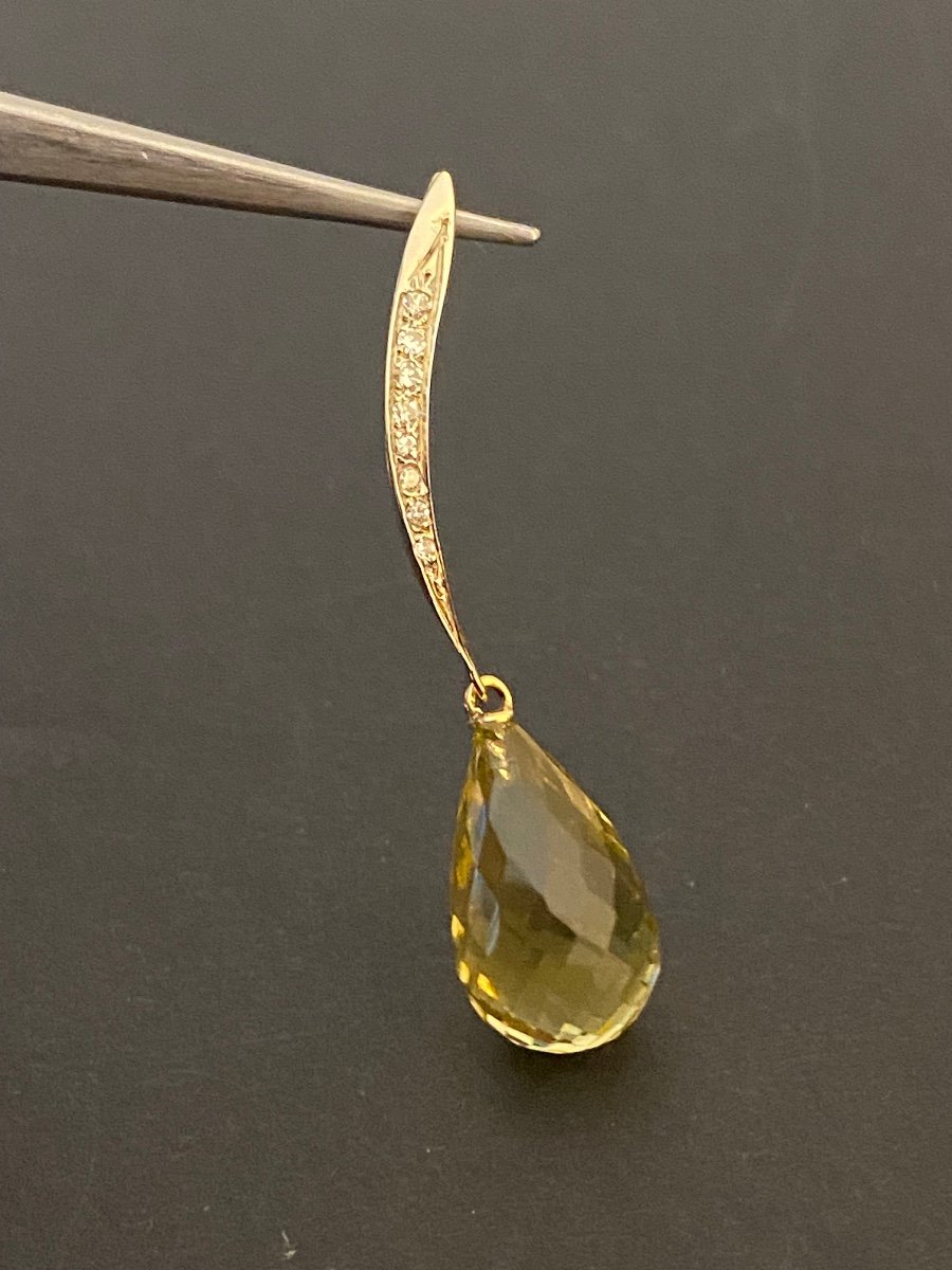 Gold, Lemon Quartz And Diamond Pendant