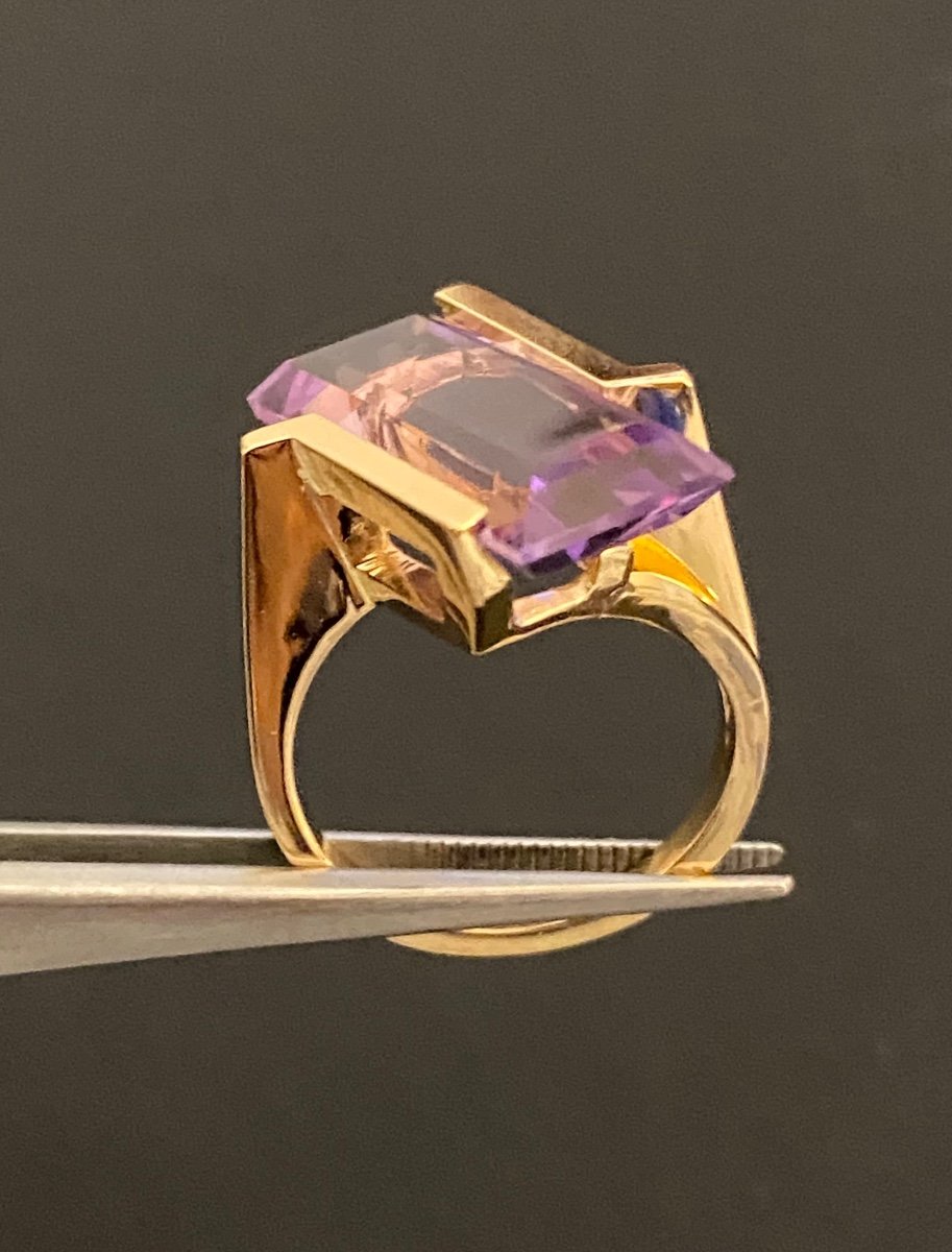 Bague Contemporaine En Or Et Amethyste-photo-4