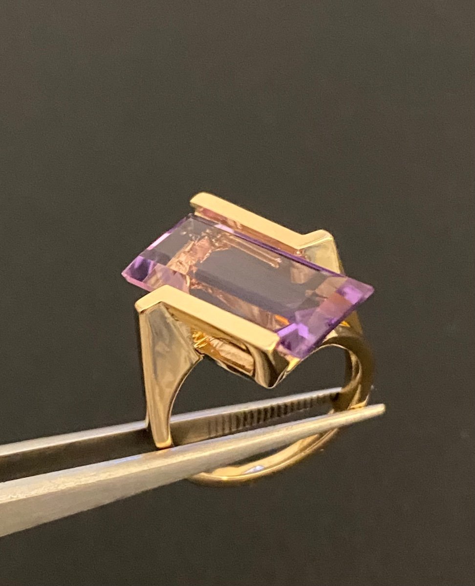 Bague Contemporaine En Or Et Amethyste-photo-5