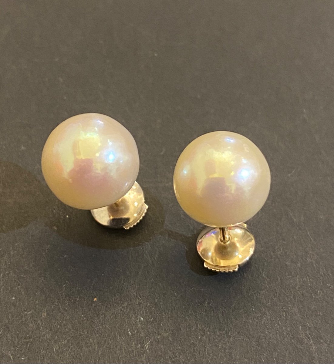 Pair Of Gold And Cultured Pearl Earrings