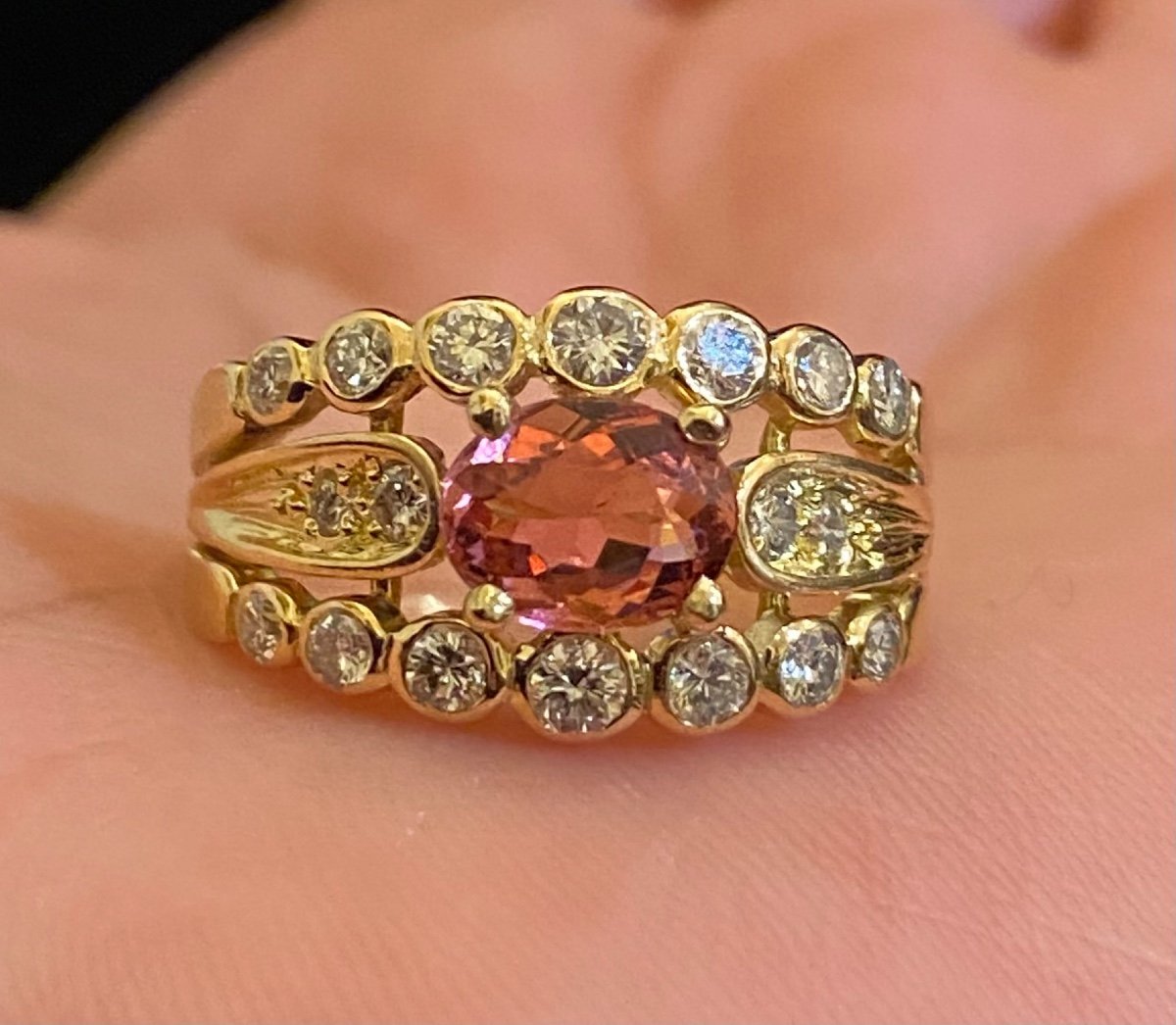 Bague Or , Tourmaline Et Diamants-photo-1