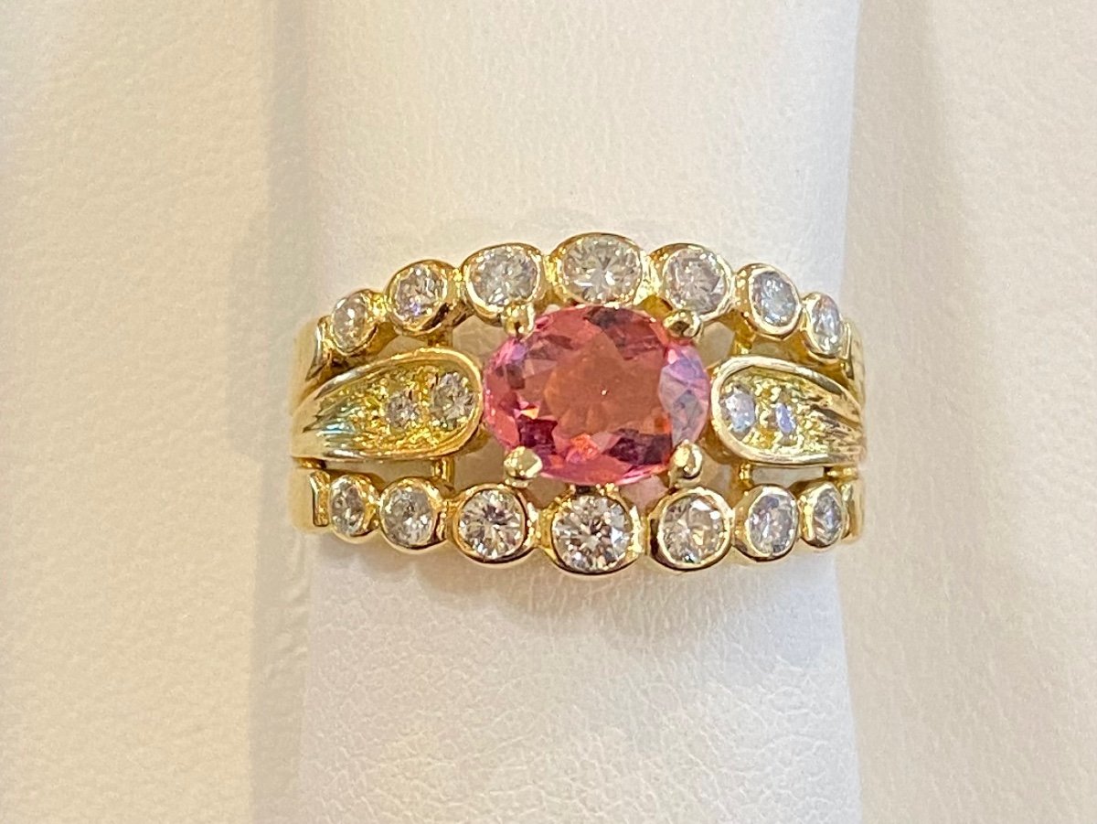 Bague Or , Tourmaline Et Diamants