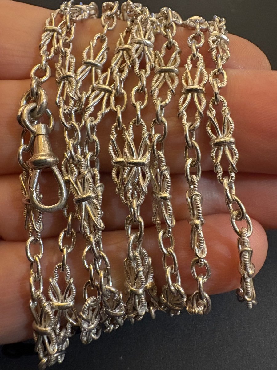 Antique Silver Watch Chain-photo-4