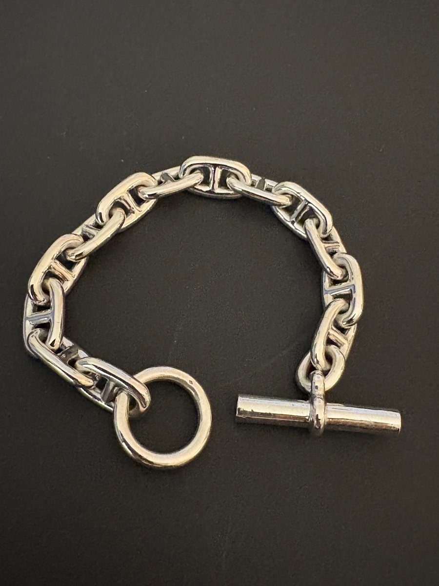 Hermès: Silver Anchor Chain Bracelet. Large Model.-photo-3