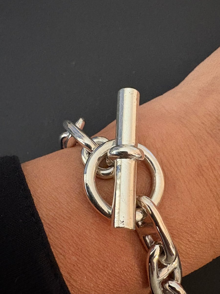 Hermès: Silver Anchor Chain Bracelet. Large Model.-photo-6