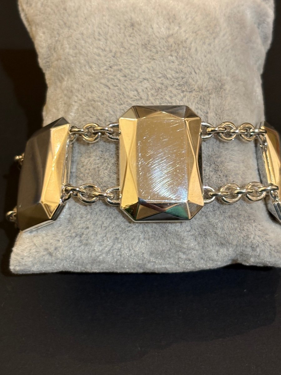 Christofle Vintage: Silver Bracelet, Silver Stone Model.-photo-3