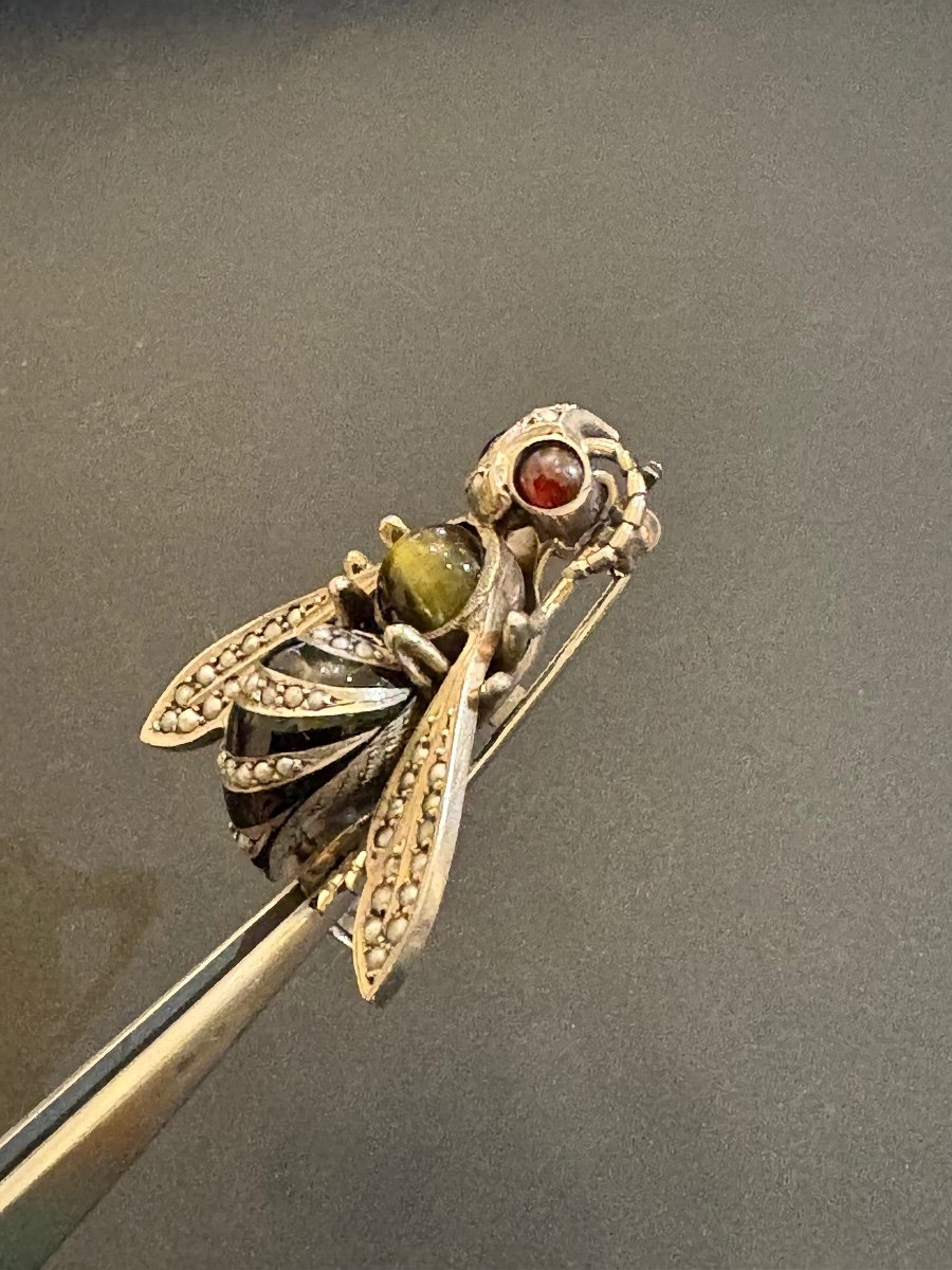 19th Century. Insect Brooch In 800/1000 Eme Silver.-photo-2