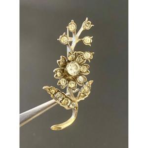 Ancienne Broche En Argent Et Pierres Blanches