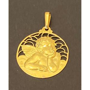 Old Religious Medal In 750/1000 Yellow Gold