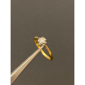 Old Solitaire Gold And Diamond Ring