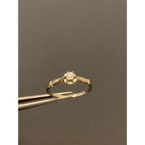 Old Art Deco Style Gold And Diamond Ring 