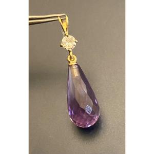 Pendentif Or , Diamant Et Amethyste