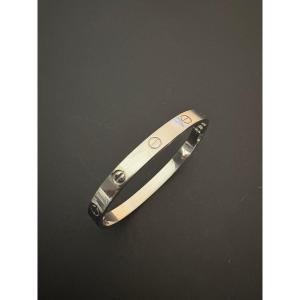 Cartier: Love Bracelet In 750/1000 White Gold. Size 21