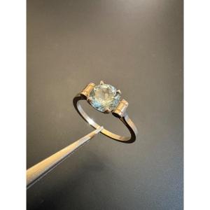 Antique Art Deco Style Ring In Silver And Topaz