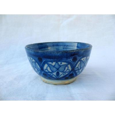 Old Bowl Ceramic Signed Serghini De Fès. Morocco Late Nineteenth Early Twentieth