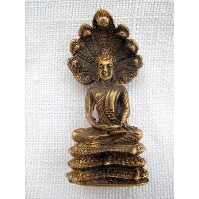 Votive Statue Of Bronze Buddha In A Cobras. Thailand Nineteenth
