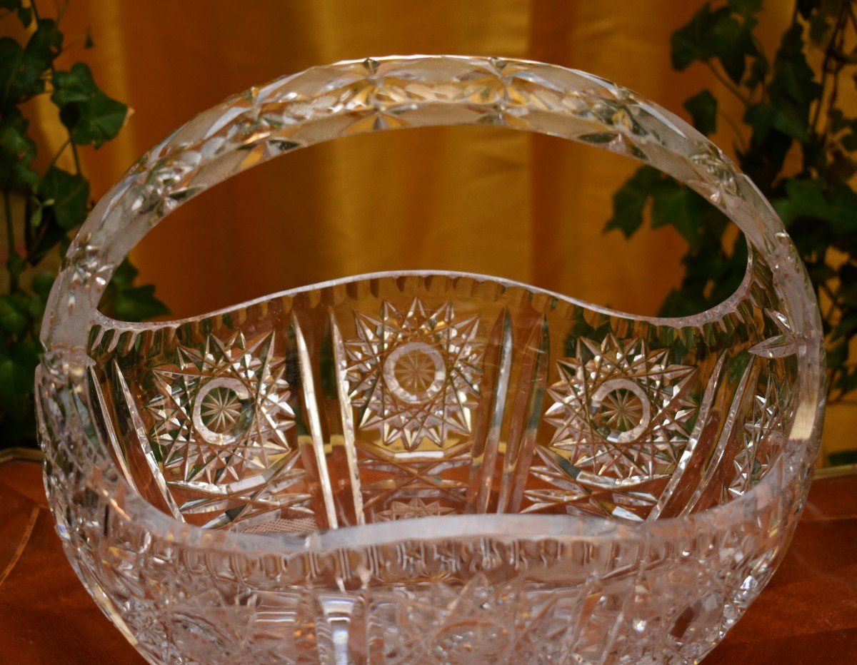 Cut And Chiselled Crystal Cup, Basket-shaped Centerpiece.-photo-3