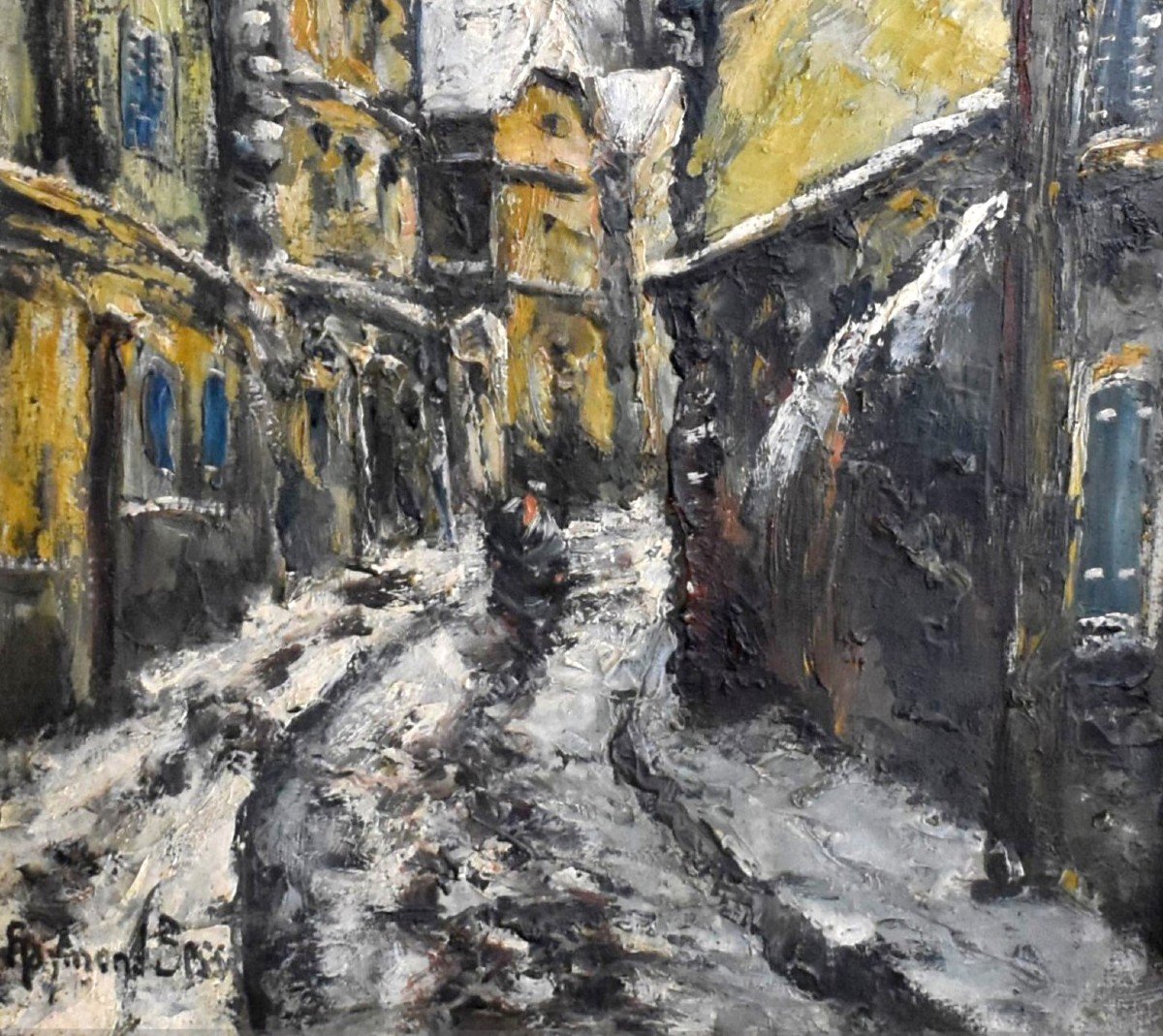 Raymond Besse  ( 1899-1969 ) Vue De Montmartre  En Hiver , Sacré Cœur Sous La Neige , huile sur toile Paris.-photo-3