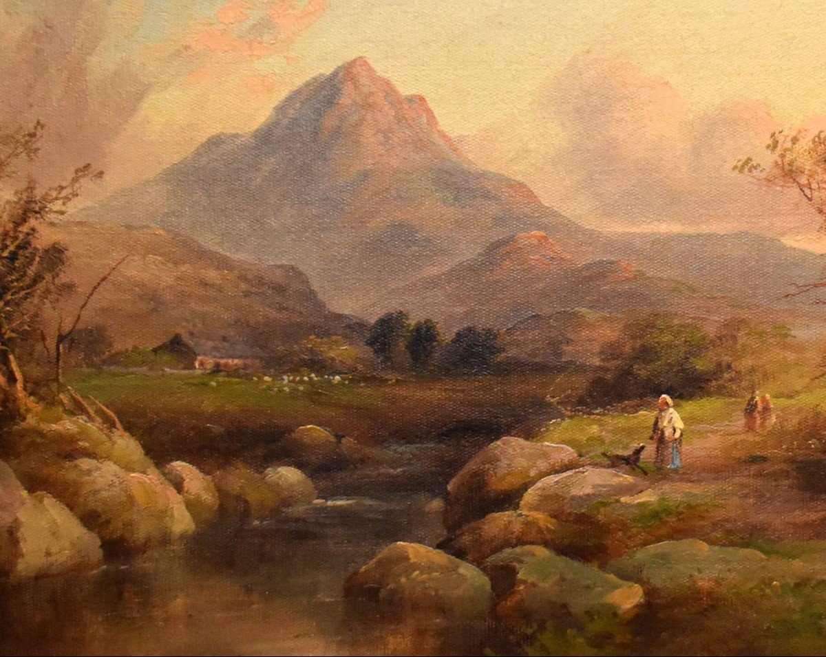 Vernon 1892 , paysage de montagne, " Glaslyn Valley"  pays de Galles , "  sugar loaf mountains"-photo-3