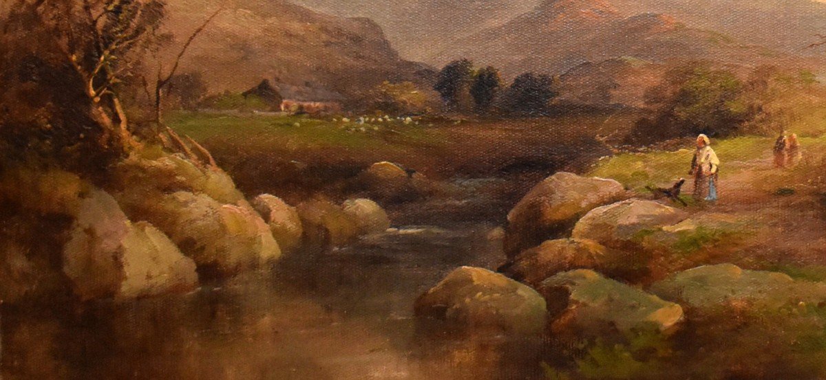 Vernon 1892, Mountain Landscape , " Glaslyn Valley" Pays De Galles , "sugar Loaf Mountains"-photo-4