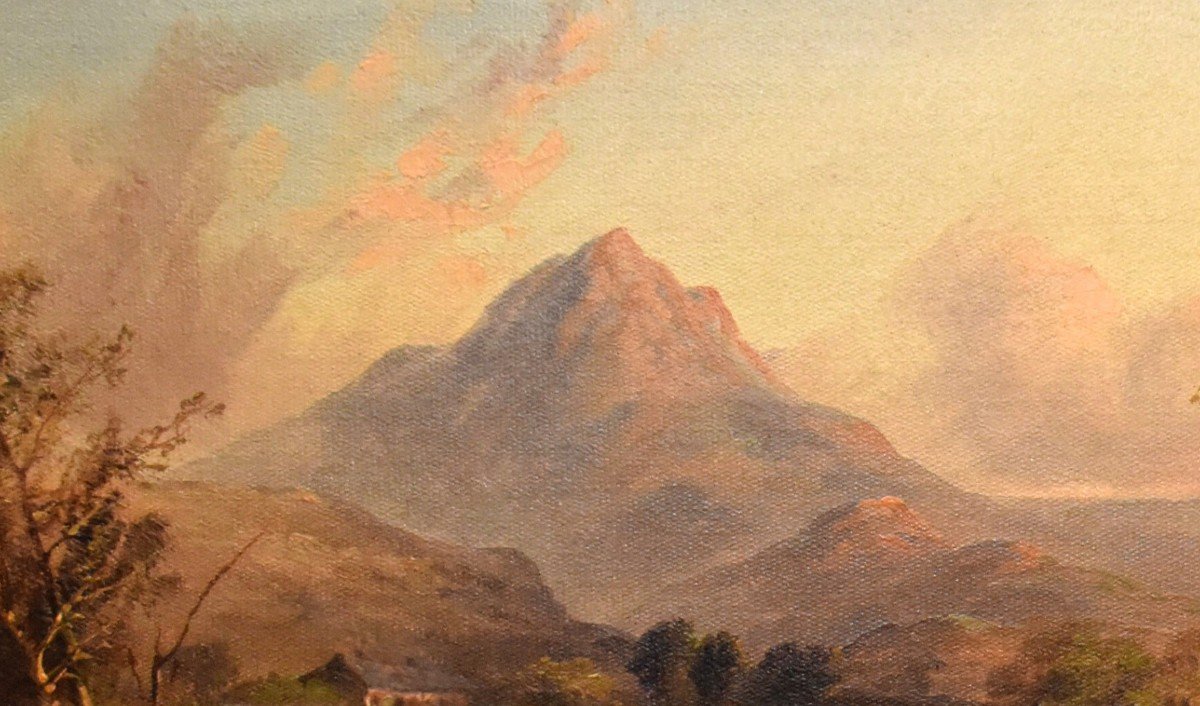 Vernon 1892 , paysage de montagne, " Glaslyn Valley"  pays de Galles , "  sugar loaf mountains"-photo-3