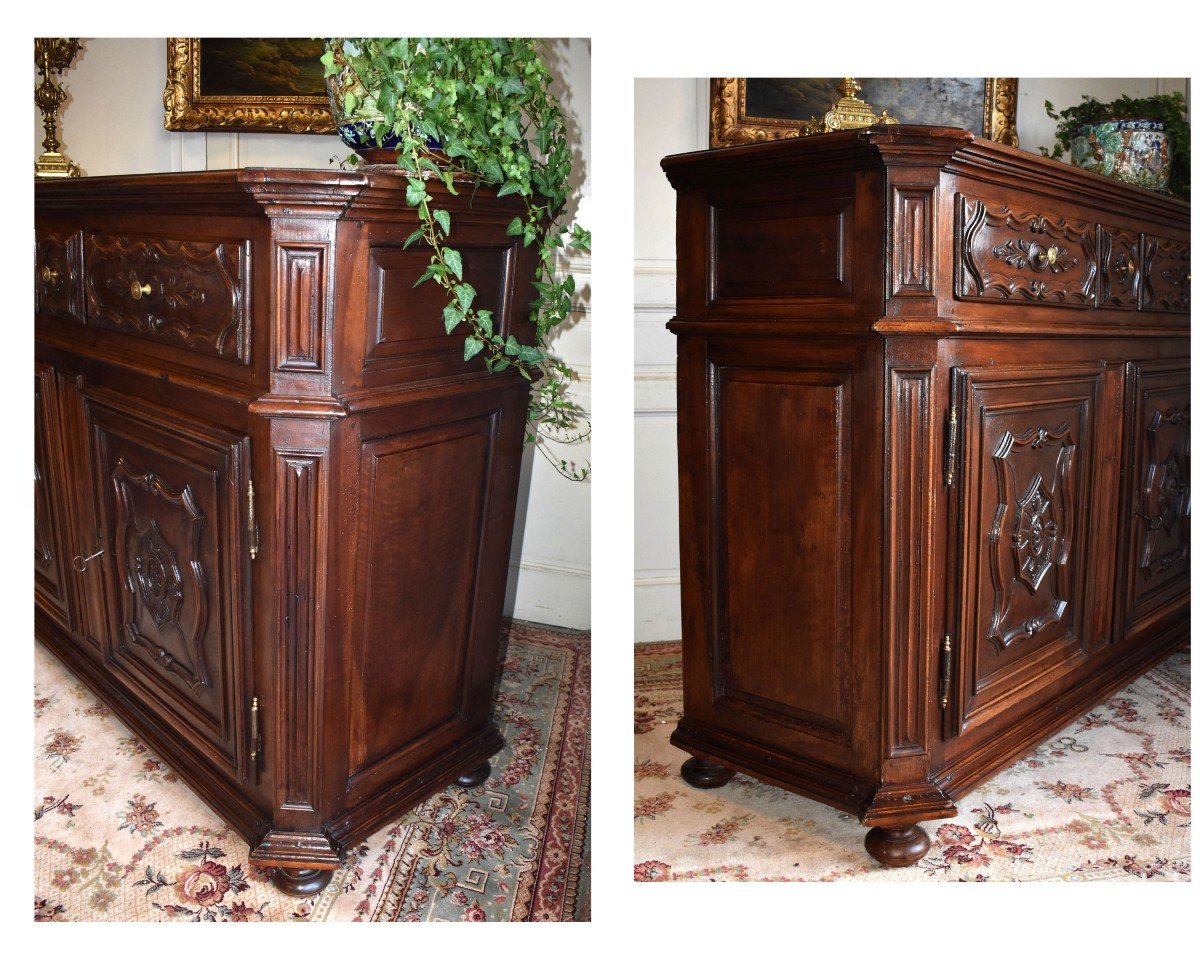 Large Buffet In Solid Walnut At Support Height, Late 17th Century, Early 18th Century-photo-2