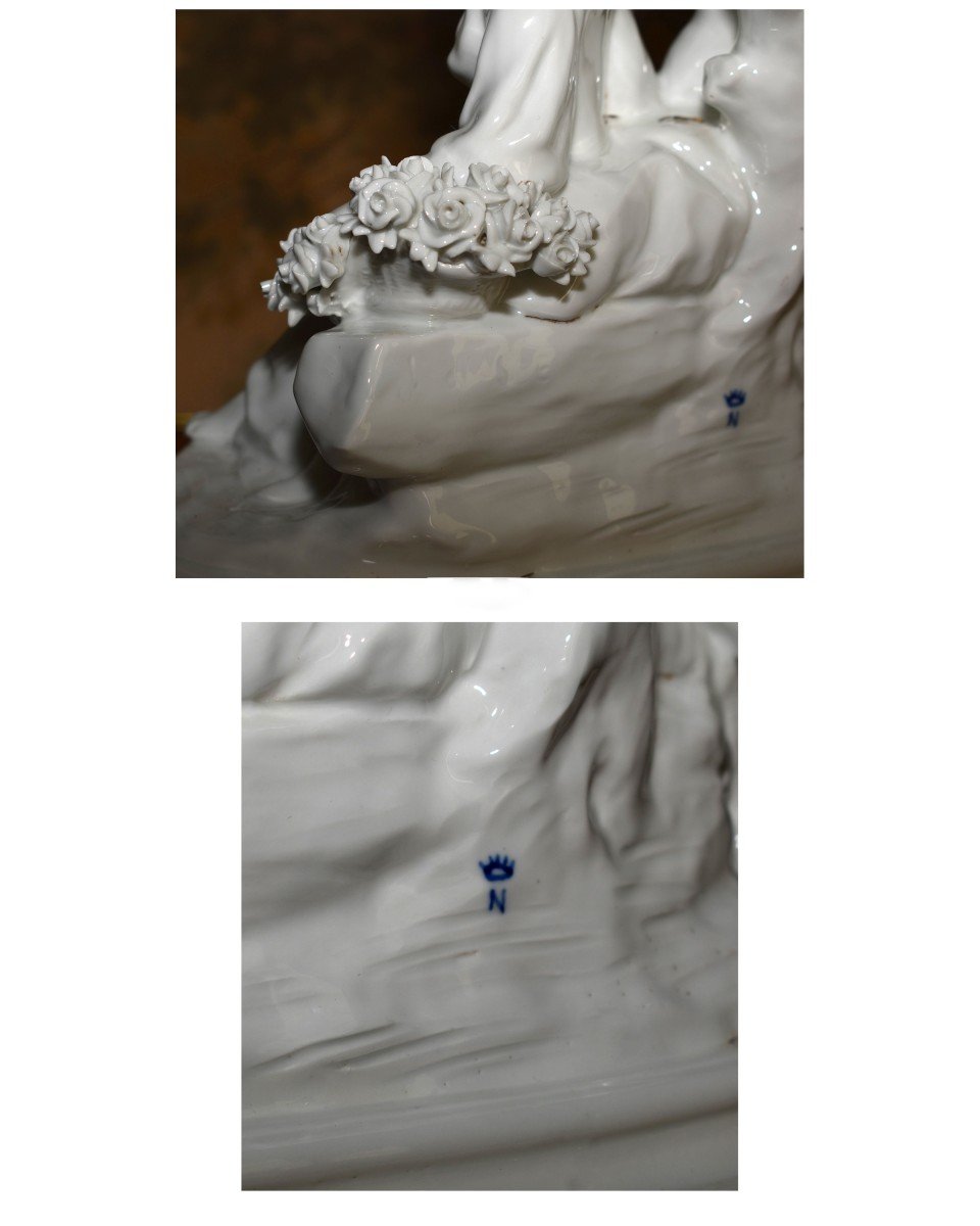Statue, Enamelled White Porcelain Group, Galante Scene, Capodimonté, Italy Late Nineteenth Century-photo-7