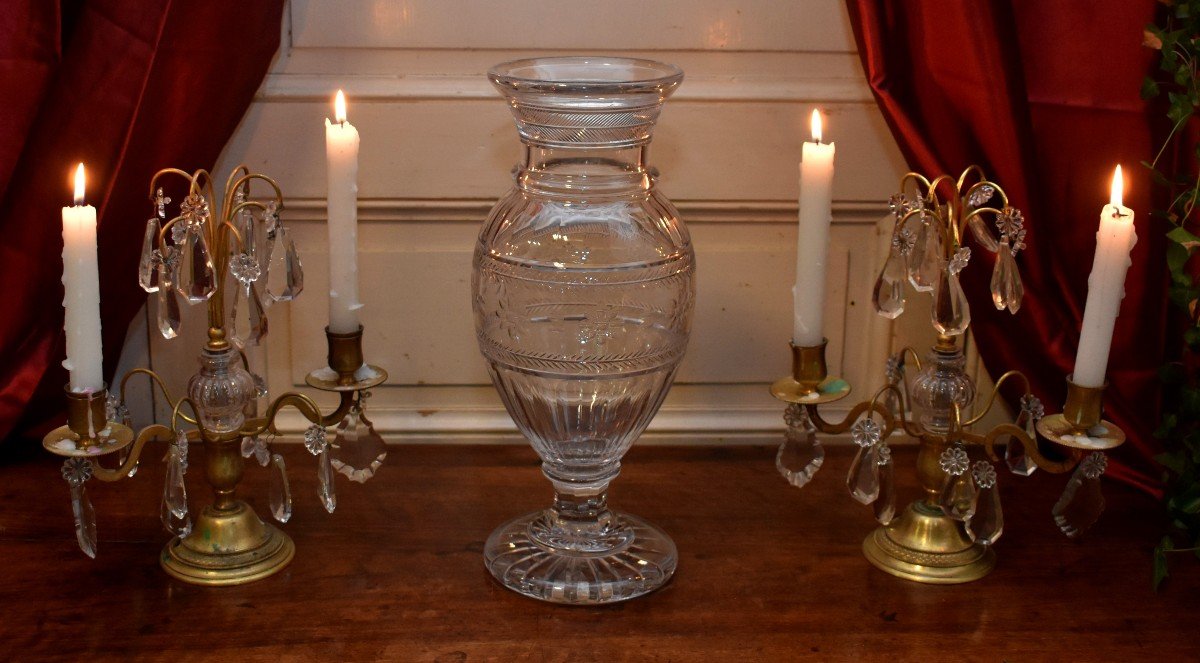 Large Baccarat Crystal Vase, Hand Cut.-photo-4