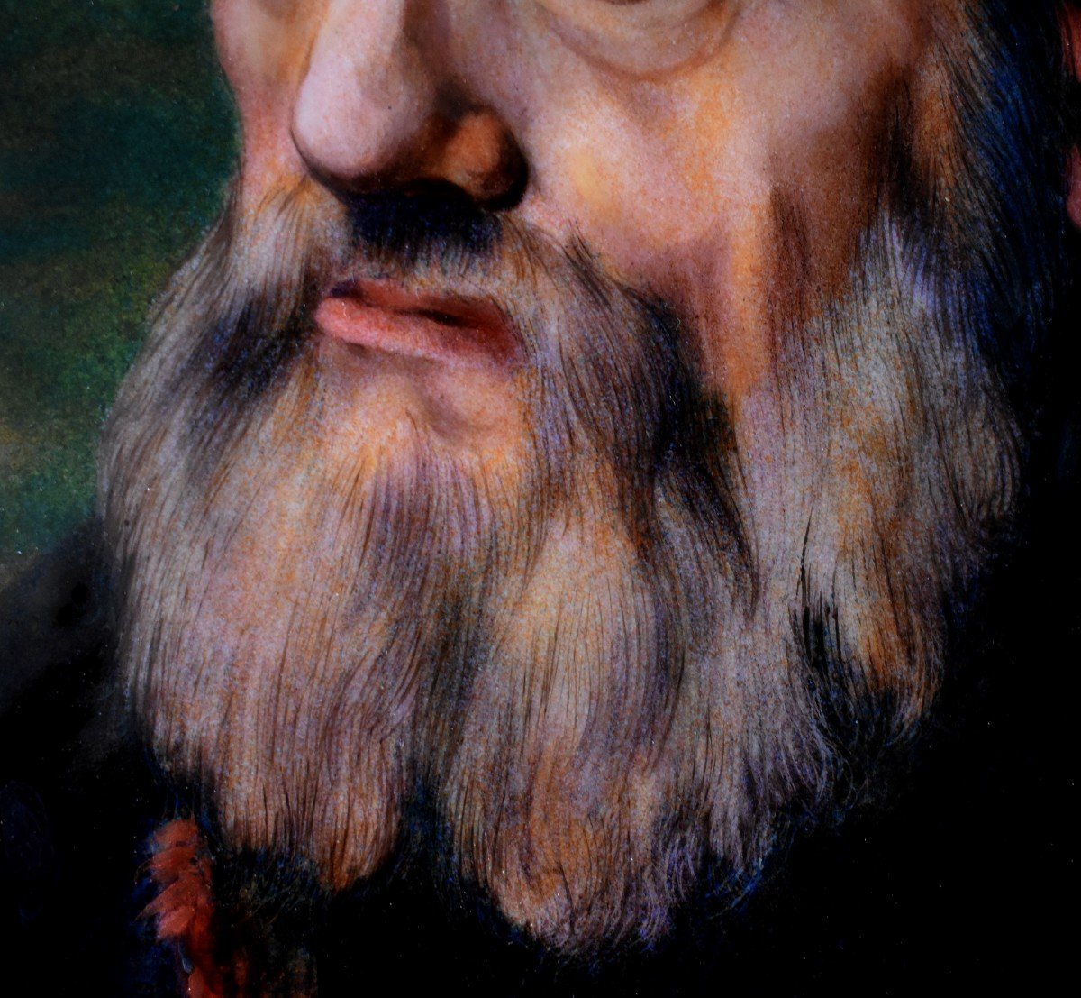 René Bonhomme, Email From Limoges, Enamel Plate, Portrait Of An Old Man After Rembrandt-photo-3