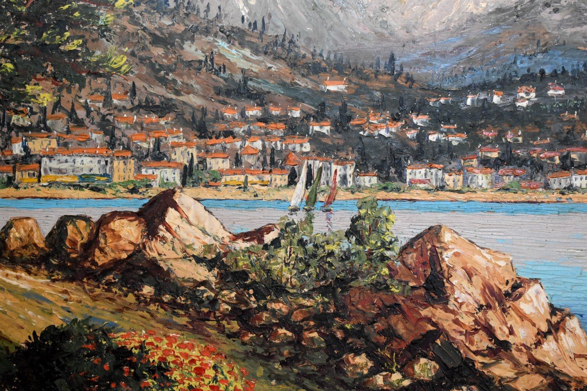 René Bondenet, Mediterranean Landscape View Of Menton From The Le Corbusier Trail At Cap Martin-photo-2