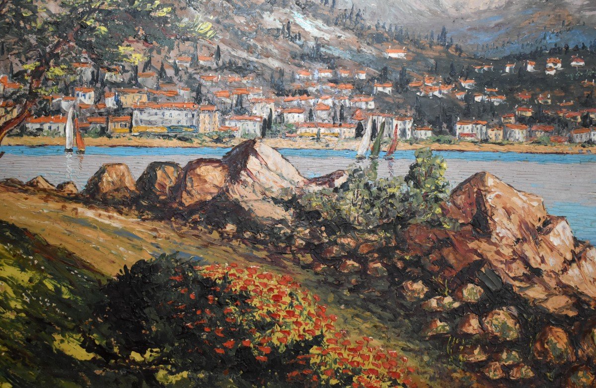 René Bondenet, Mediterranean Landscape View Of Menton From The Le Corbusier Trail At Cap Martin-photo-3