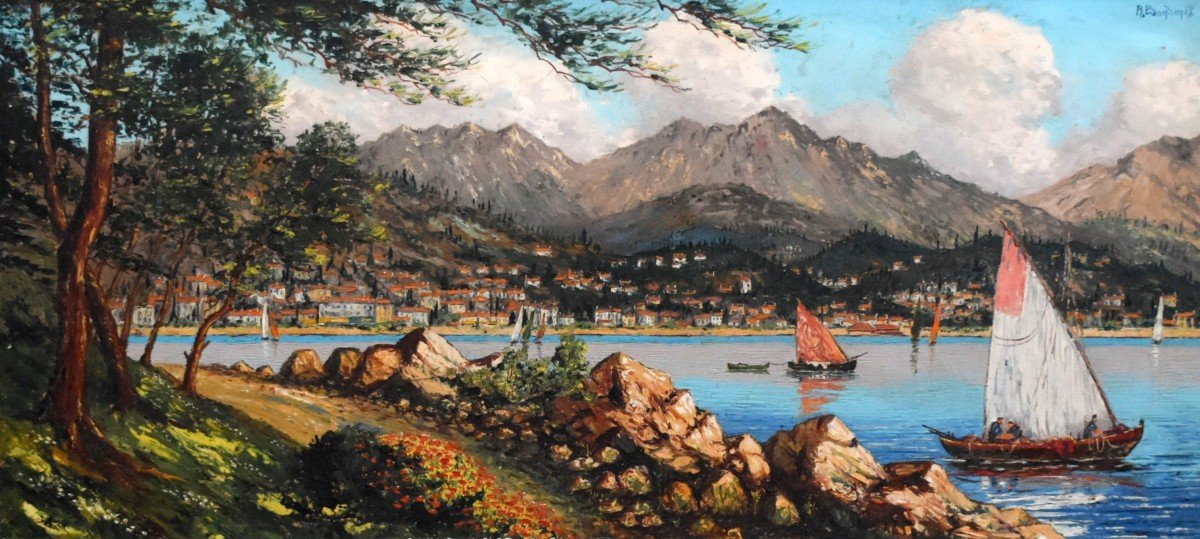 René Bondenet, Mediterranean Landscape View Of Menton From The Le Corbusier Trail At Cap Martin