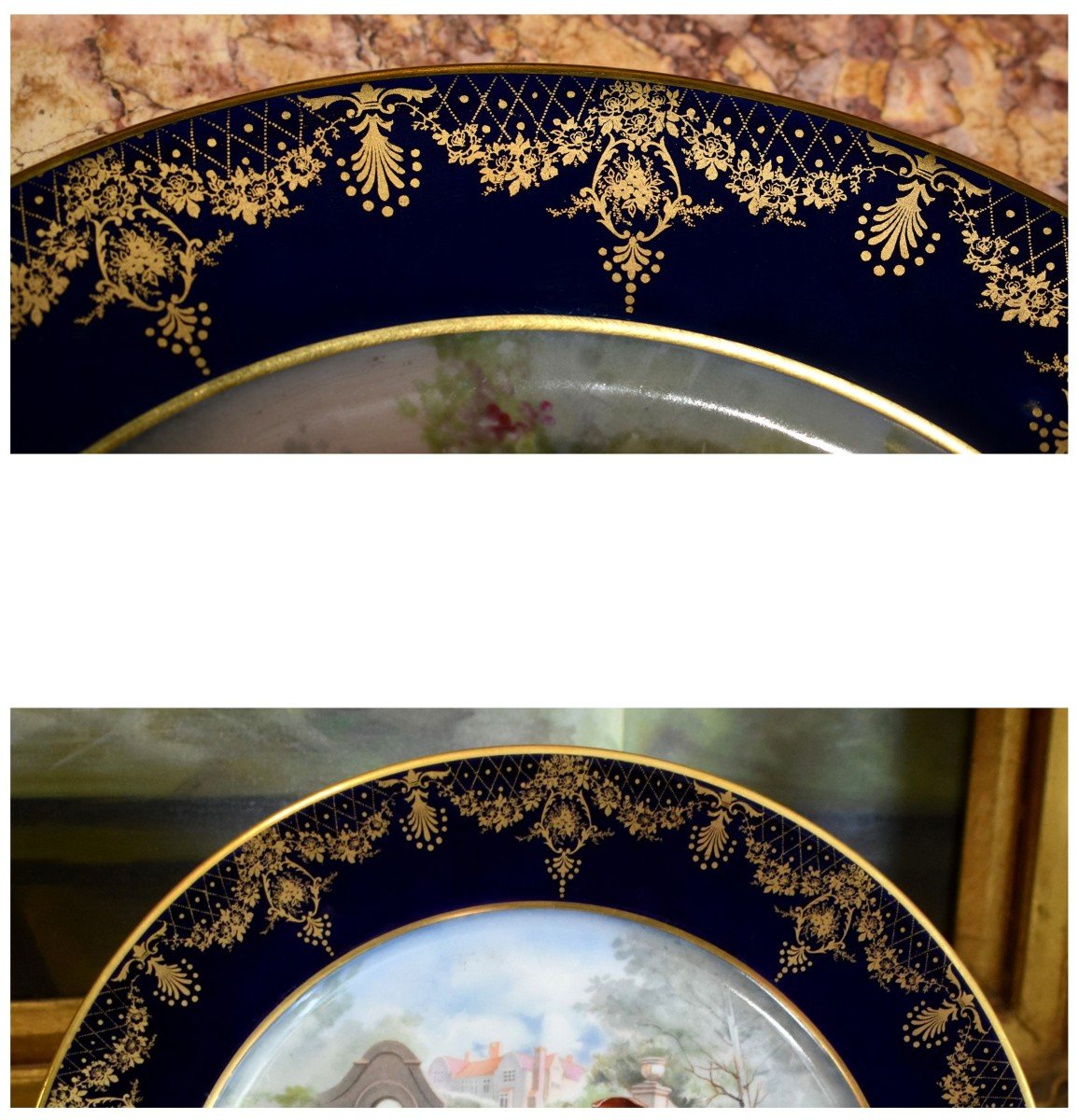 William Guerin, Pair Of Limoges Porcelain Dishes, Polychrome Scene Galante Decor-photo-7