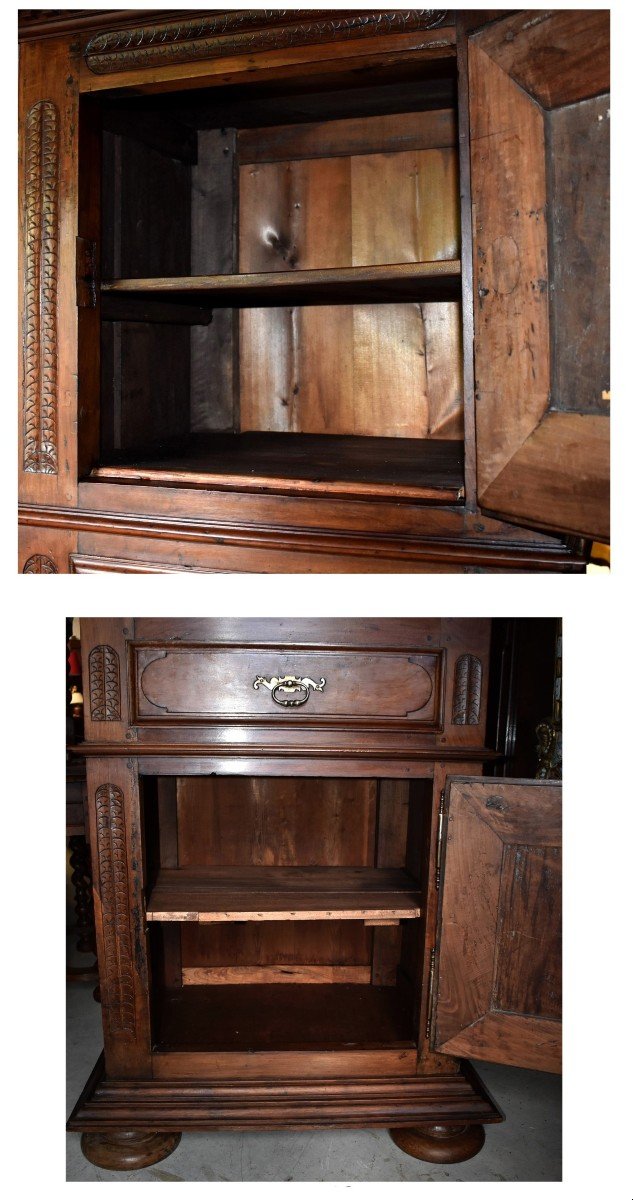 Standing Man In Two Parts, Diminutive Top And Pediment, Solid Walnut, 2 Body Cabinet.-photo-6