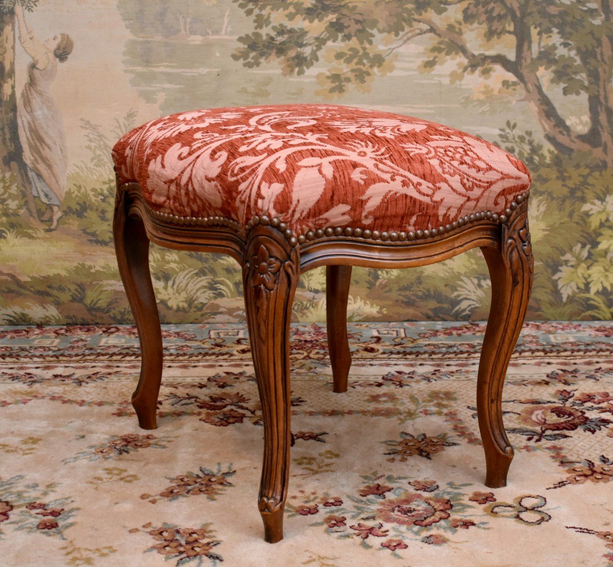 Louis XV Style Stool, Footrest Seat, Small Bench-photo-4