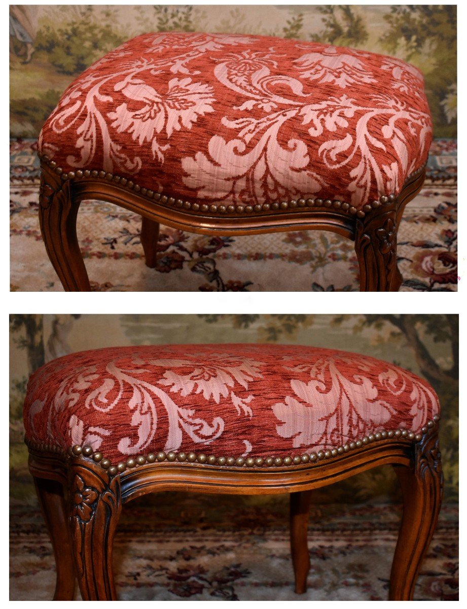 Louis XV Style Stool, Footrest Seat, Small Bench-photo-1