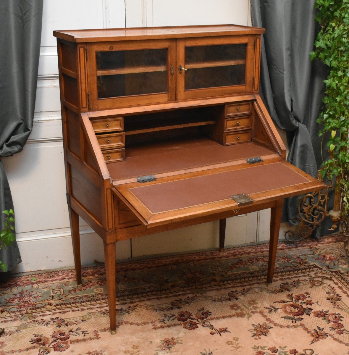 Sloping Office And Tier, High Glazed, Small Two-leaf Showcase, Directoire Style.-photo-1