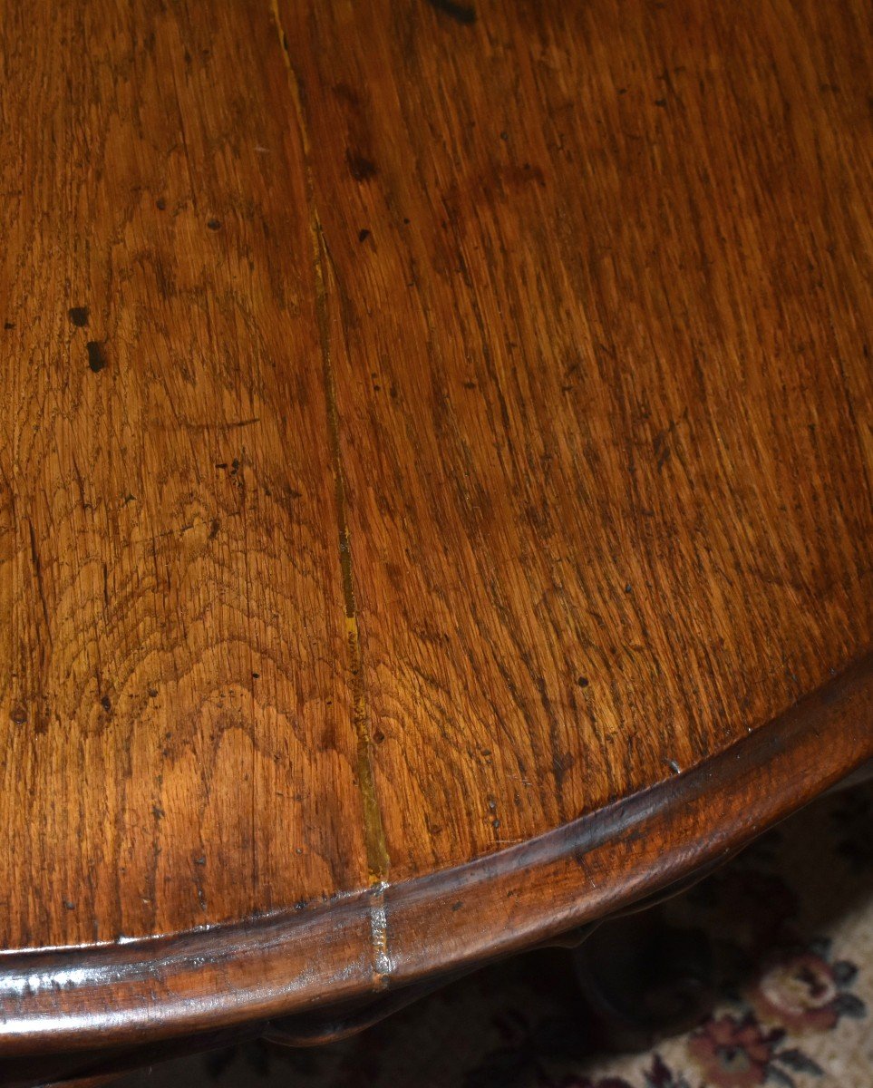 Grande Table ovale   De Milieu De Salle à Manger, Guéridon En Chêne De Style Louis XV , 4 Pieds Et Entrejambe-photo-8