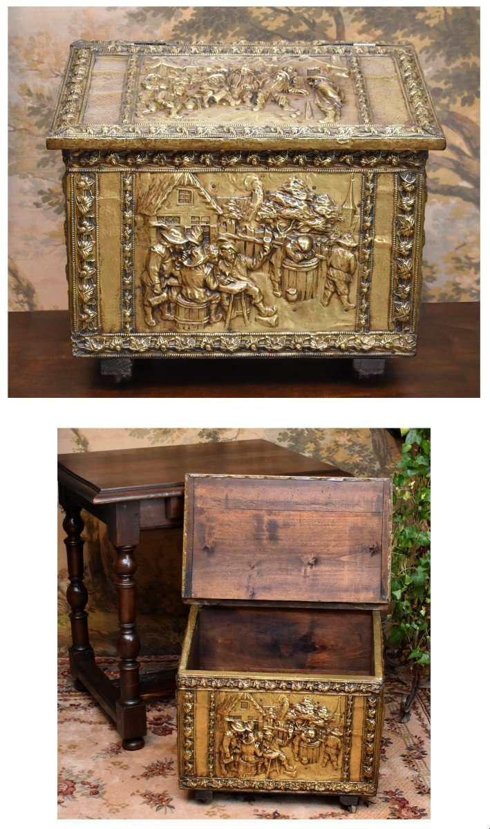 Cast Brass Chest, Humorous Village Scenes Decor, Tavern And Bowling Game-photo-4