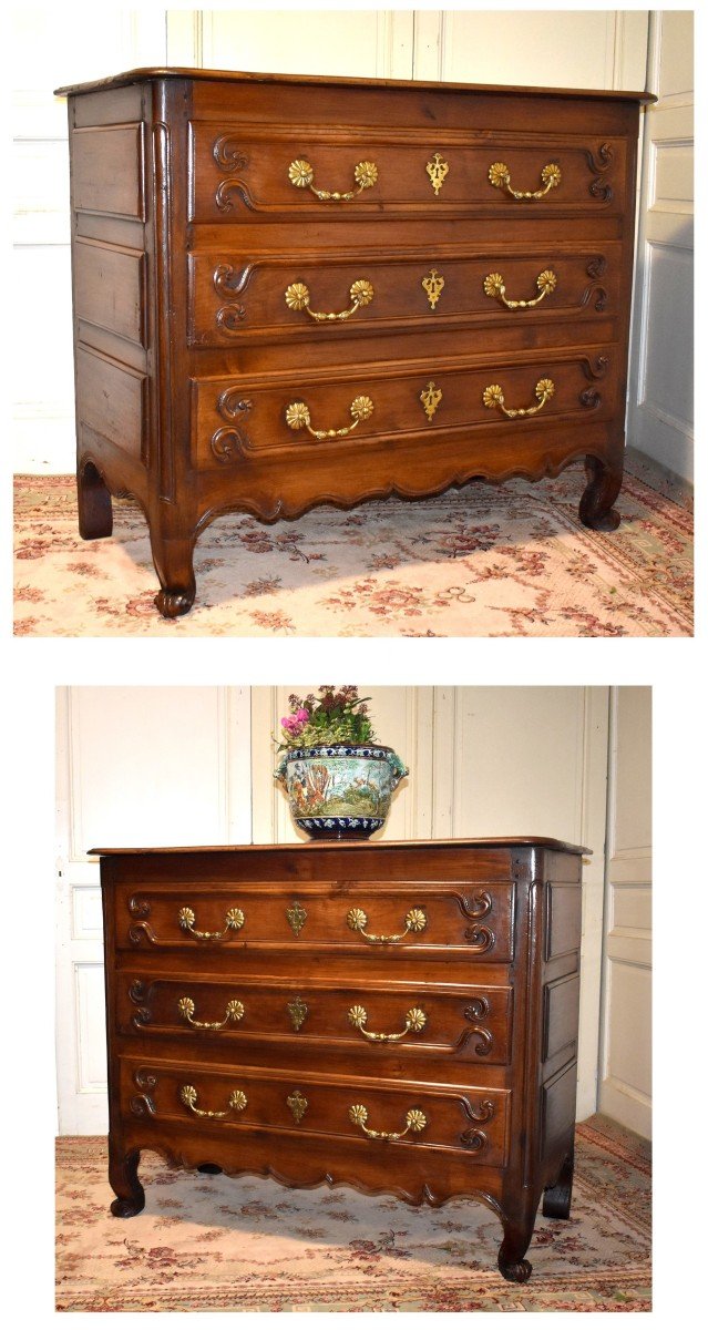 18th Century Commode In Cherry And Solid Oak, 3 Drawers, Languedoc Region, Castres-photo-1