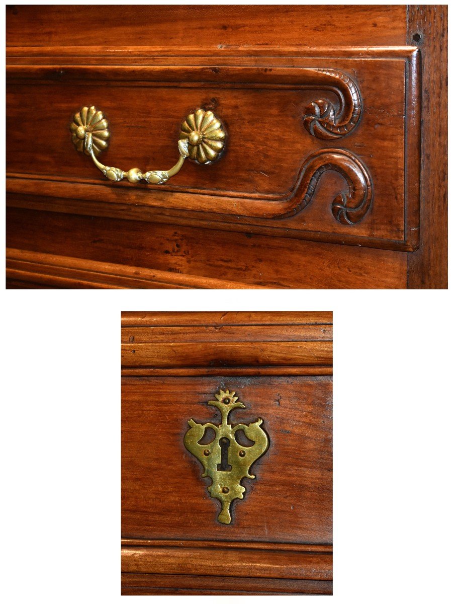18th Century Commode In Cherry And Solid Oak, 3 Drawers, Languedoc Region, Castres-photo-5