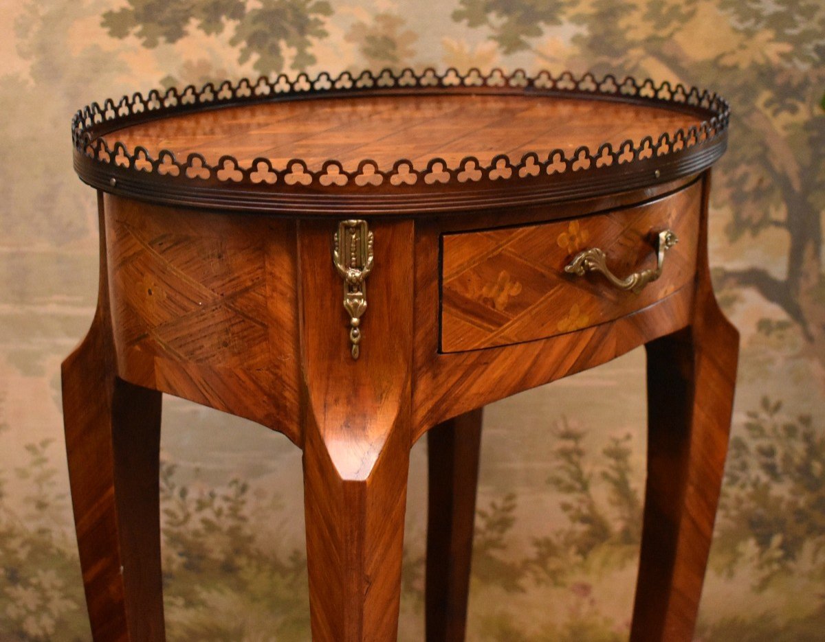 Guéridon  De Style Louis XV En Marqueterie  Galerie Laiton, Petite Table De Salon , sellette-photo-3