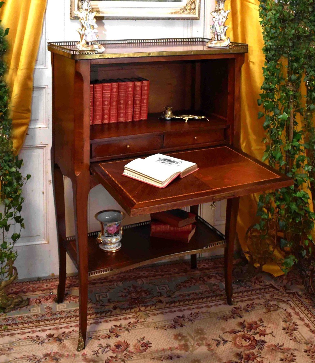 Lady's Secretary, Small Marquetry Drop-leaf Desk, Occasional And Miscellaneous Use Furniture-photo-2