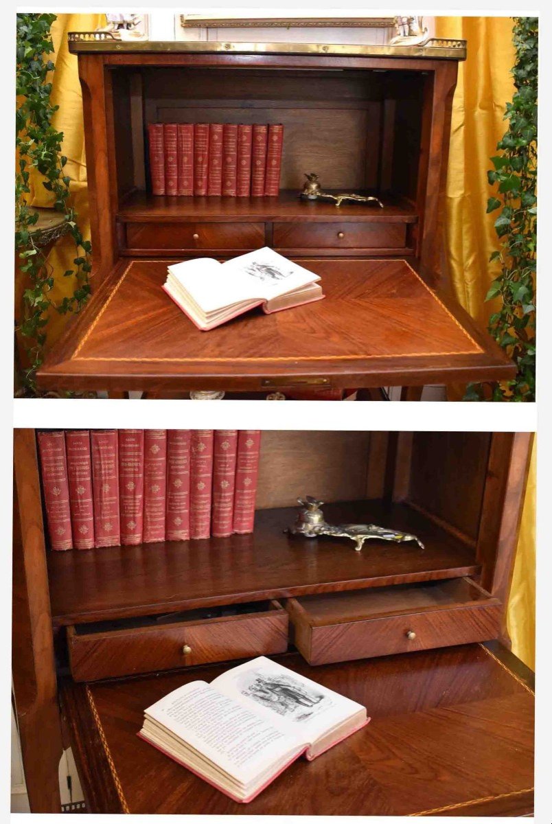 Lady's Secretary, Small Marquetry Drop-leaf Desk, Occasional And Miscellaneous Use Furniture-photo-3