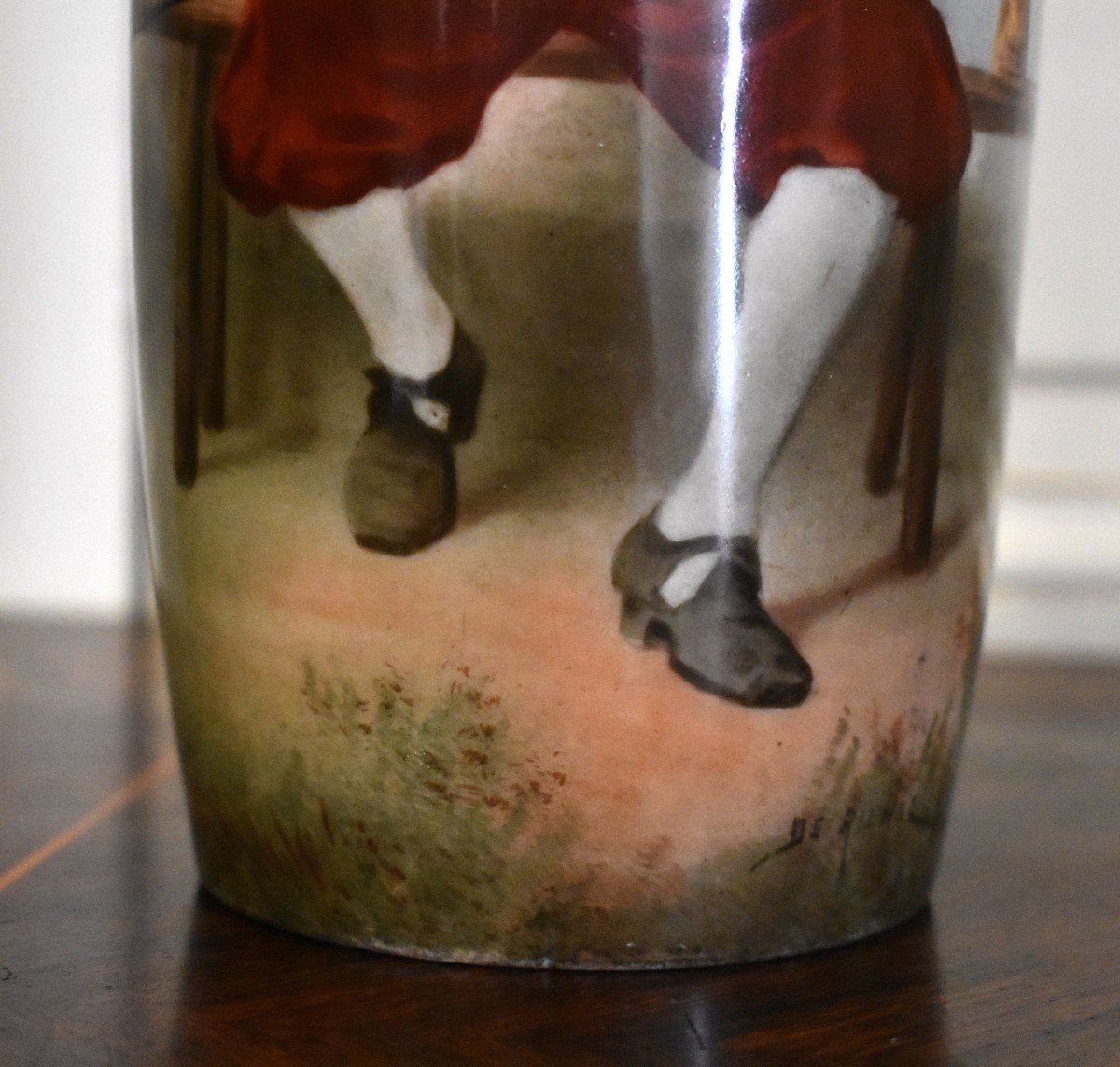 Mavaleix Limoges Porcelain Vase With Musketeer Decor, Hand Painted Military Figure-photo-4