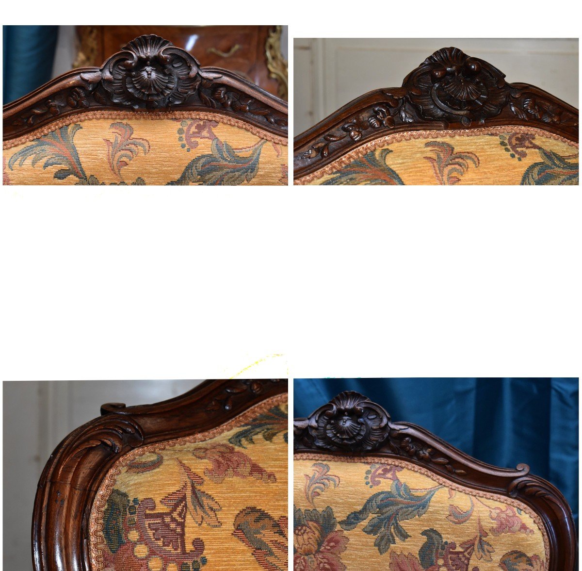 Louis XV Style Queen's Back Armchair, Rosewood From The Napoleon III Period, Recent Upholstery-photo-5