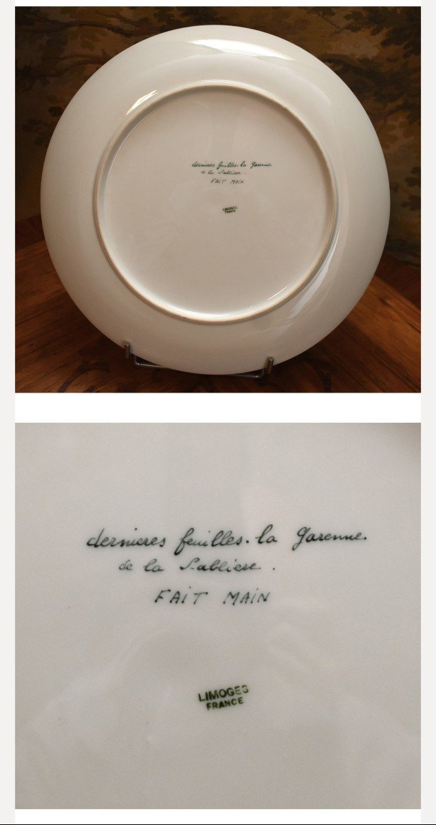 H. Marny, Pair Of Large Decorative Limoges Porcelain Dishes, Bas Fargeas, La Sablière-photo-7